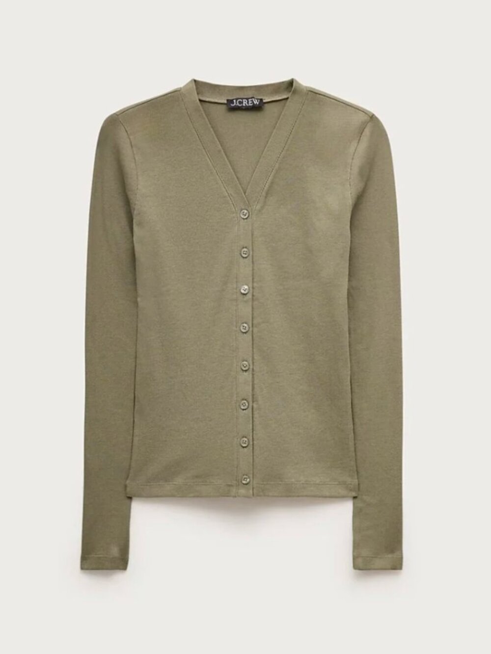 NWT J.Crew Womens Lightweight Rib High V-neck Cardigan Top Surplus Green Size M
